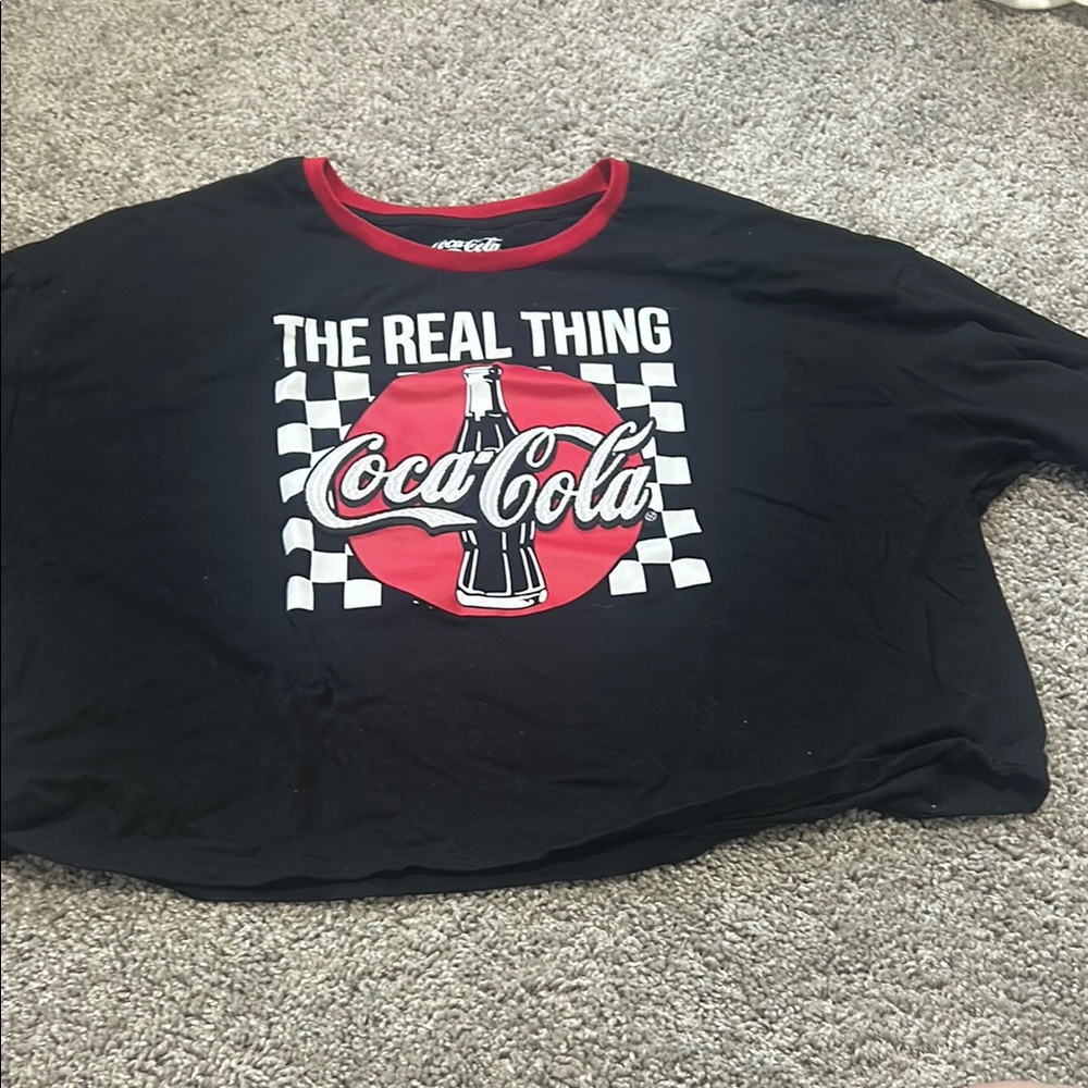 Coca-Cola Cropped Black Tee with Red Logo